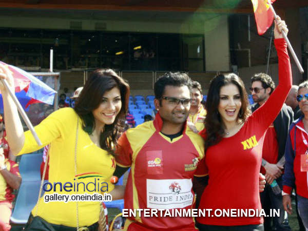 Sachiin Joshi With Sunny Leone At CCL 4