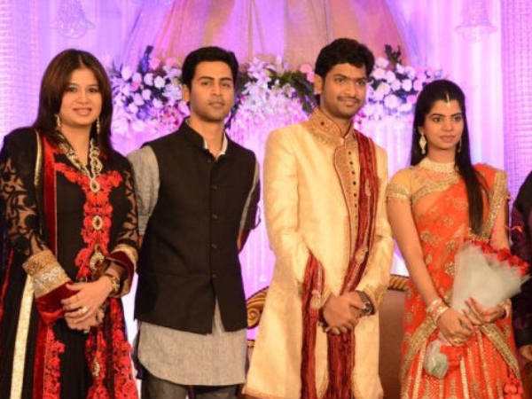 Sangeetha With Hubby Krish at Ilakkiya-Abhilash's Wedding Reception