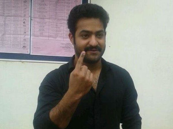 Junior NTR Shows Index Finger After Voting