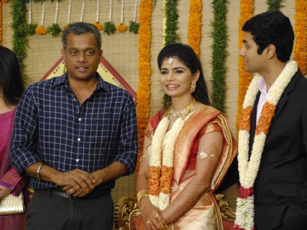 Pic: Gautham Menon At Chinmayi-Rahul Ravindran Wedding Reception