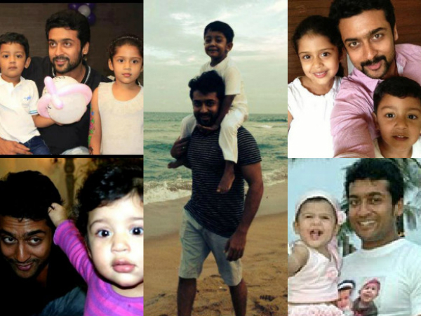 Suriya With His Kids - Dev and Diya